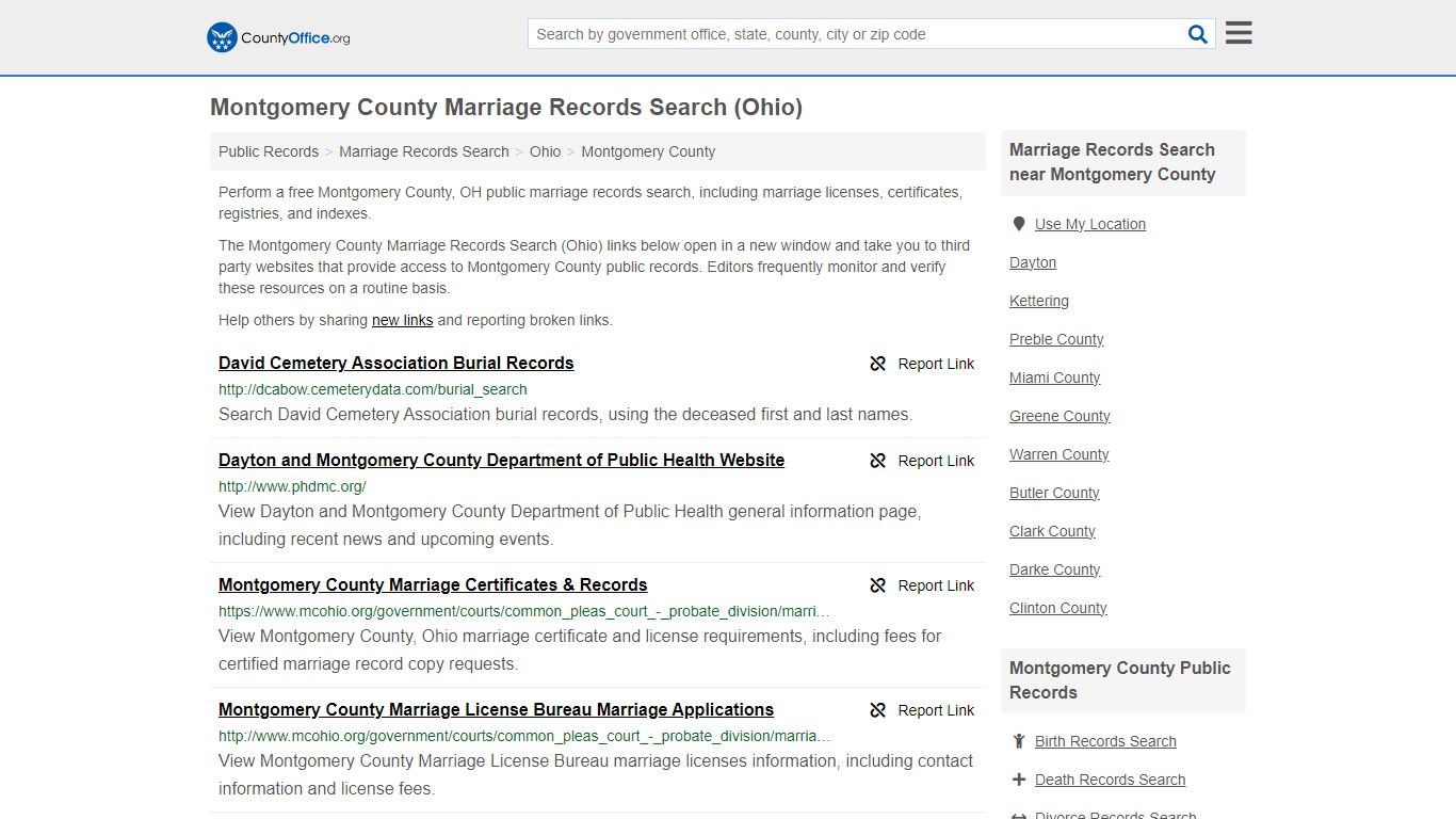 Montgomery County Marriage Records Search (Ohio) - County Office