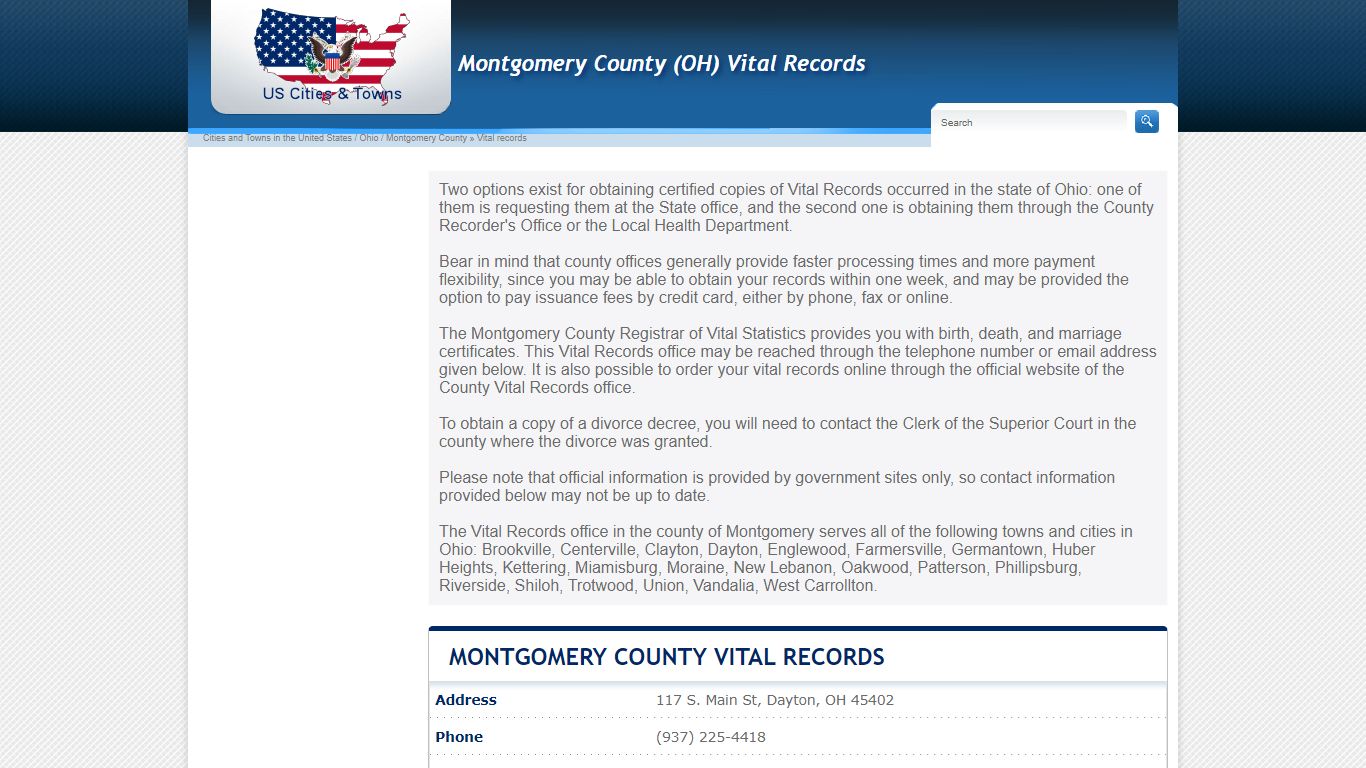 Montgomery County Birth, Marriage, Death Certificates